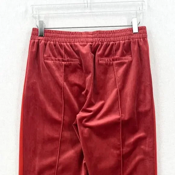 SCOTCH AND SODA The Peaks Velour Crop Track Pants Womens M Red Mid Rise Straight - Picture 6 of 16
